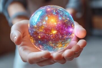 Person holding a vibrant glowing earth symbolizing global awareness and environmental responsibility