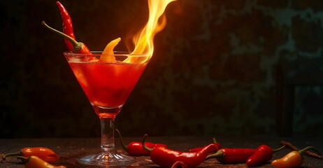 hot chili pepper in a glass