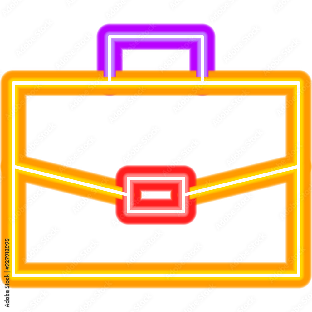 Sticker briefcase neon label. vector illustration of education promotion.