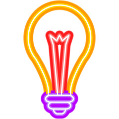 Lamp Neon Label. Vector Illustration of Idea Promotion.