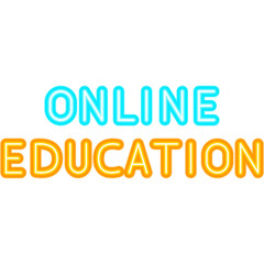 Online Education Text Neon Label. Vector Illustration of School Promotion.