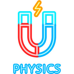 Physics Neon Label. Vector Illustration of Education Promotion.