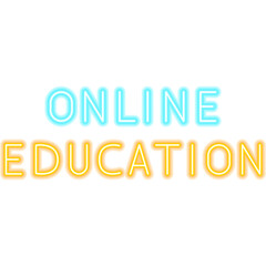 Online Education Text Neon Label. Illustration of School Promotion.
