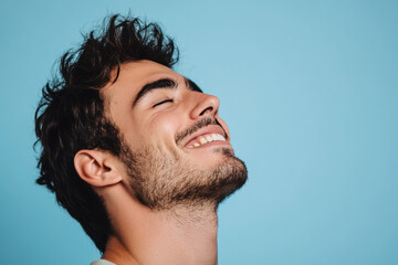 Fototapeta premium A close up of a man's face with her eyes closed