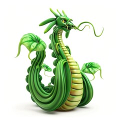 Fototapeta premium Chinese long beans 3D fantasy animal cartoon isolated whitebackground