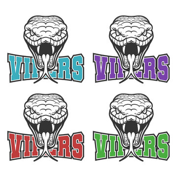 Vipers Illustration Clip Art Design Shape. Mascot Silhouette Icon Vector.