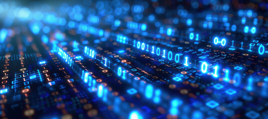 Blue Digital Data Stream