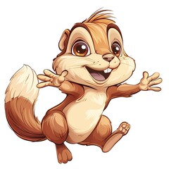 Naklejka premium Chipmunk Gravity element animal cartoon isolated whitebackground 16:9