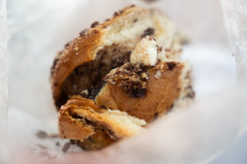 Closeup of Chocolate Bread in Plastic Bag