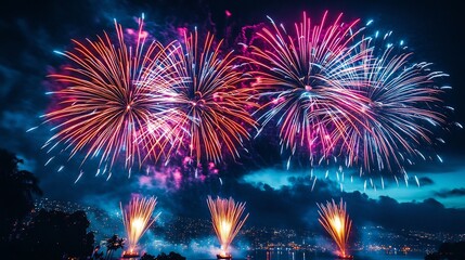 Abstract firework background with free space for text
