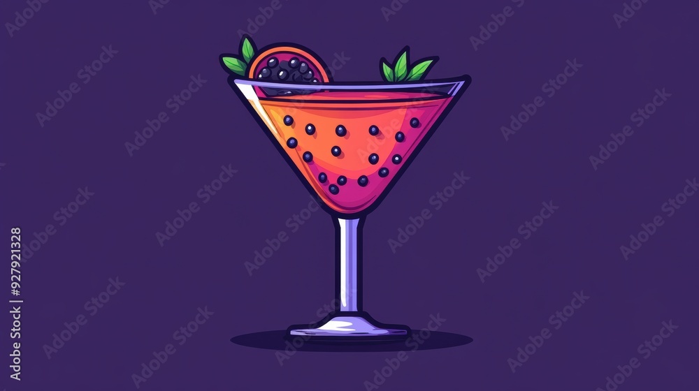 Canvas Prints Vibrant Cocktail Illustration with Citrus Garnish