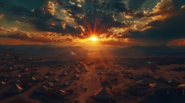 Vista a&eacute;rea de um Acampamento Israelita filisteu