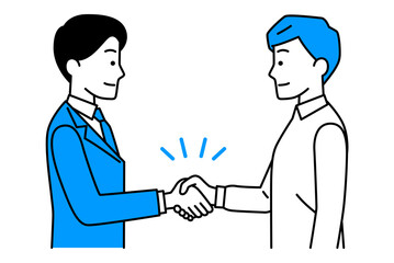 握手をするスーツとシャツの男性