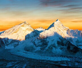 Mount Everest, Lhotse and Nuptse from Pumo Ri base camp