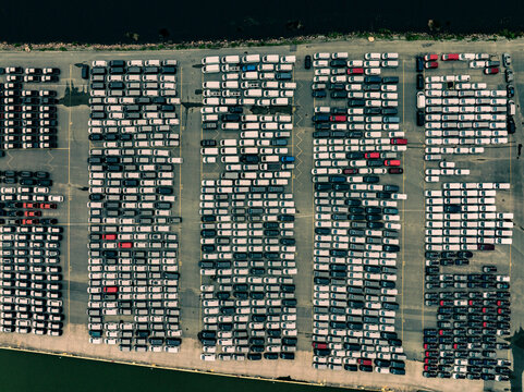 New cars at the cargo terminal