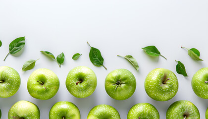 Fototapeta premium Ripe green apples isolated on white
