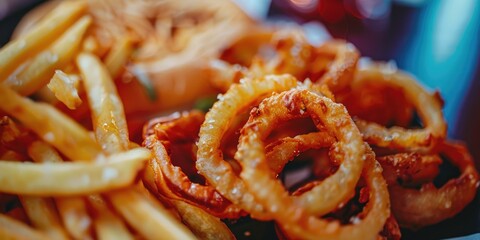 Portion of Onion Rings and Pommes Frites