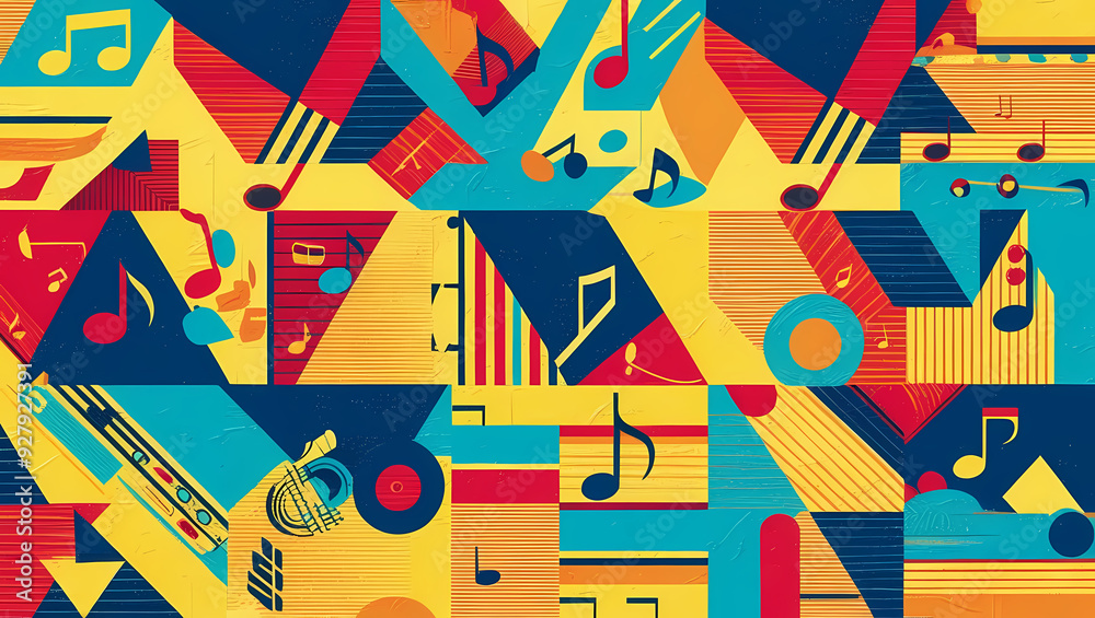 Wall mural retro jazz vibes generative ai