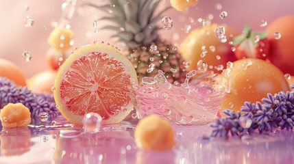 Fresh Fruit Splash with Lavender and Water Drops