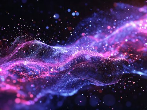 Dynamic particle wave capturing sound and music in a visually artistic photography display