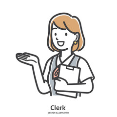 案内している女性事務員