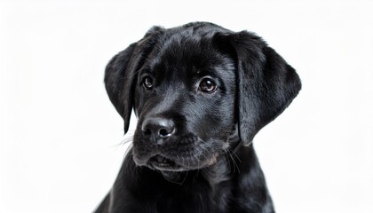 ラブラドールレトリバーの子犬のポートレート（Labrador Retriever puppy portrait on white background）
