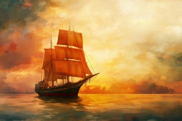 Obraz premium Ship painting artistic capture of a sailboat in photography showcasing the vessel s beauty