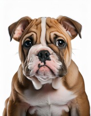 ブルドッグの子犬のポートレート（Bulldog puppy portrait on white background）
