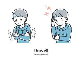 風邪の症状の男の子