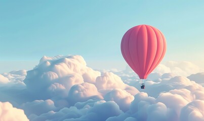 Obraz premium Hot air balloon soar high in the clear sky showing the beauty of nature Generate AI