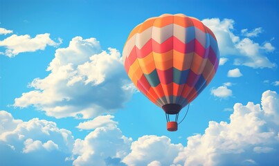 Fototapeta premium Hot air balloon soar high in the clear sky showing the beauty of nature Generate AI