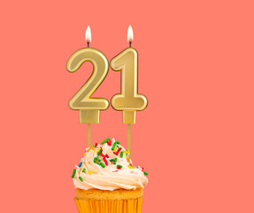 Birthday candle and cupcake - Number 21