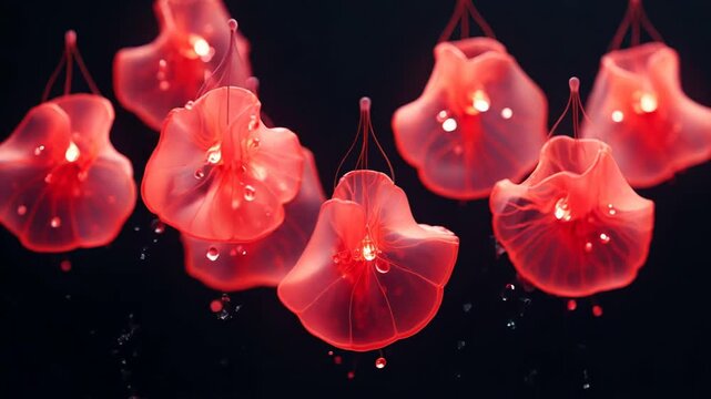 abstract red flowers motion design animation