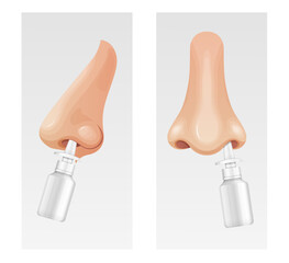 Human Nose - Nasal Spray - Stock Illustration