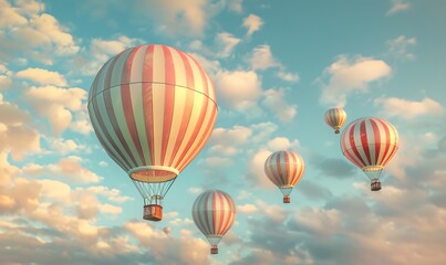 Fototapeta premium Hot air balloon soar high in the clear sky showing the beauty of nature Generate AI