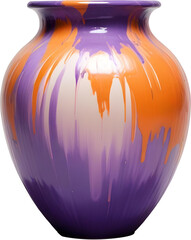 Orange and purple vase for scene mockup design, isolated on transparent background