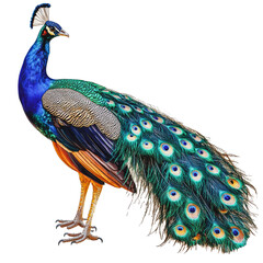 Obraz premium PNG Peafowl displaying iridescent feathers in daylight