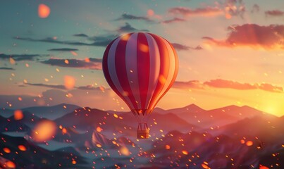 Obraz premium Hot air balloon soar high in the clear sky showing the beauty of nature Generate AI
