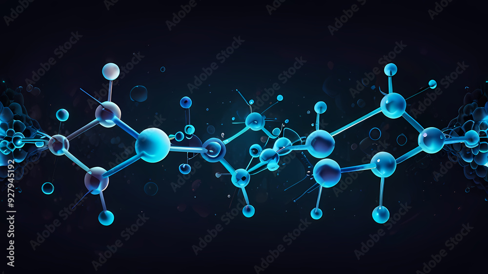 Wall mural abstract background representing molecular structures in chemistry, featuring interconnected glowing