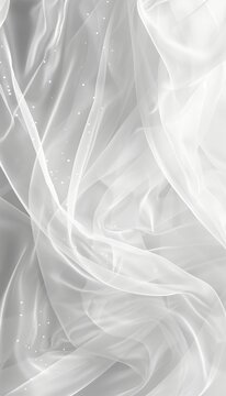 White Delicate Tulle Fabric Texture with Sparkles, Abstract Background for Weddings and Celebrations