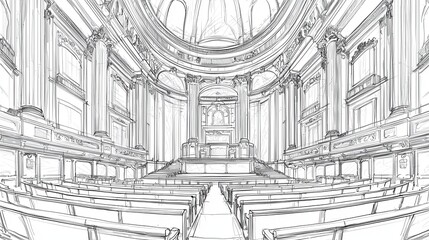 Fototapeta premium Sketch of a Church Interior.