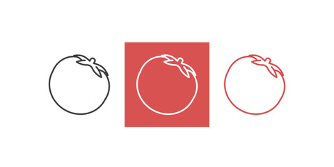 Tomato icon outline. Food vegetables icon in 3 color. Outline style Vector illustration design on white background. EPS 10