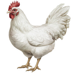 Fototapeta premium PNG White hen standing on a farm in daylight