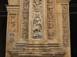 The columns of the facade of Brzeg casle