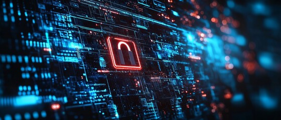 Obraz premium Cybersecurity IT banner