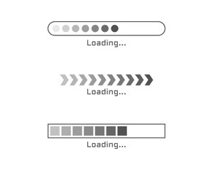 Collection Loading bar status icon. Vector illustration. Set of vector loaded icons. Download progress. Donload or Upload.