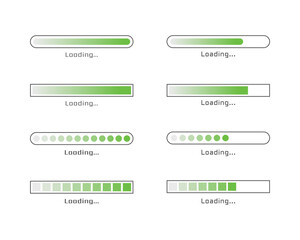 Collection Loading bar status icon. Vector illustration. Set of vector loaded icons. Download progress. Donload or Upload.