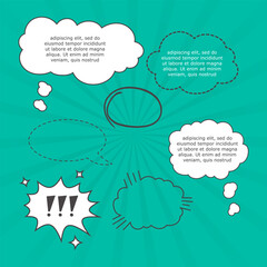 Comic speech bubble balloon expression explosion boom boom bang retro pop art graphic design vector formatt