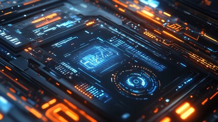 Obraz premium UI Digital: Futuristic Technology Game Graphic Bar Button