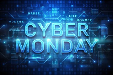 Cyber Monday in digital data security background